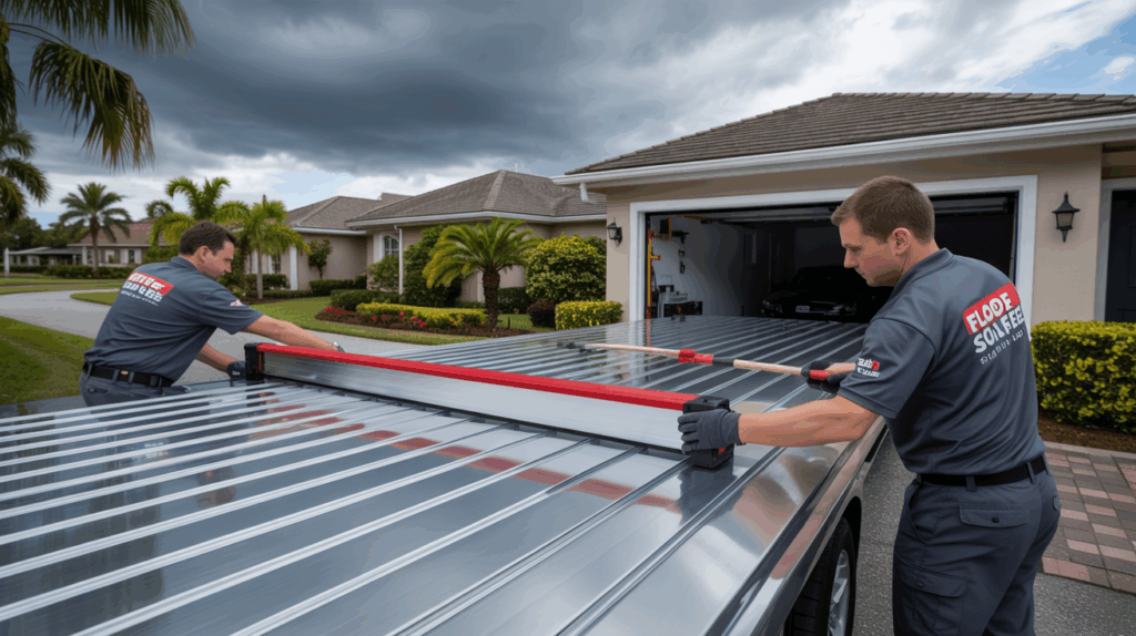 Flood Safe Solution garage door flood barrier installation in St. Petersburg, FL