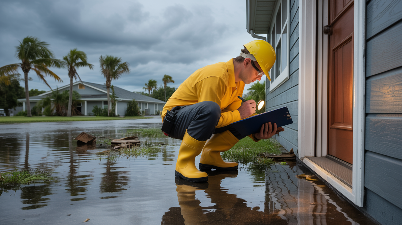 Flood Safe Solution conducting a post-storm flood assessment at a St. Petersburg home