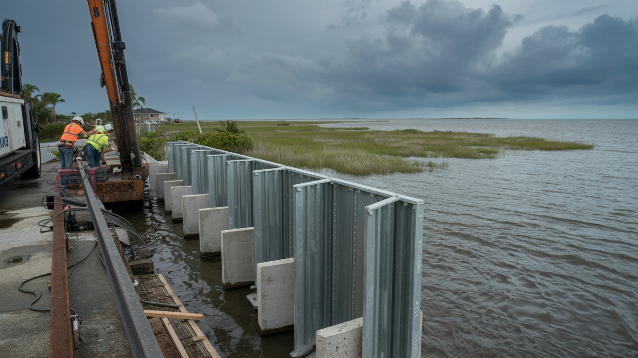 Storm surge barrier being installed at a Palm Harbor waterfront home