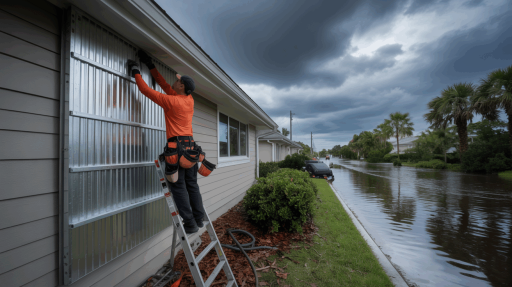 Storm surge barrier installation at a Pinellas Park FL home