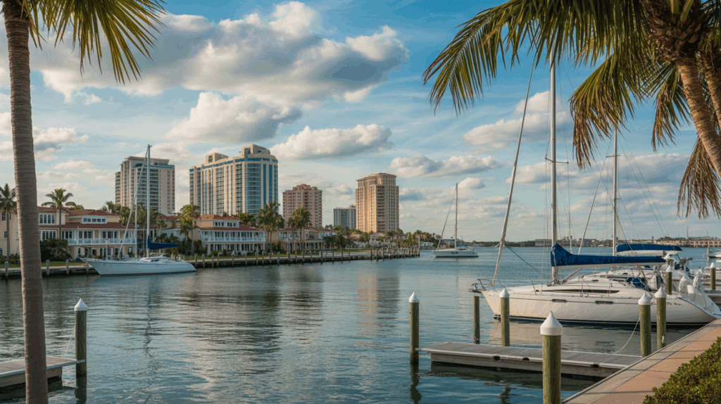 Waterfront homes and marina area in St. Petersburg FL