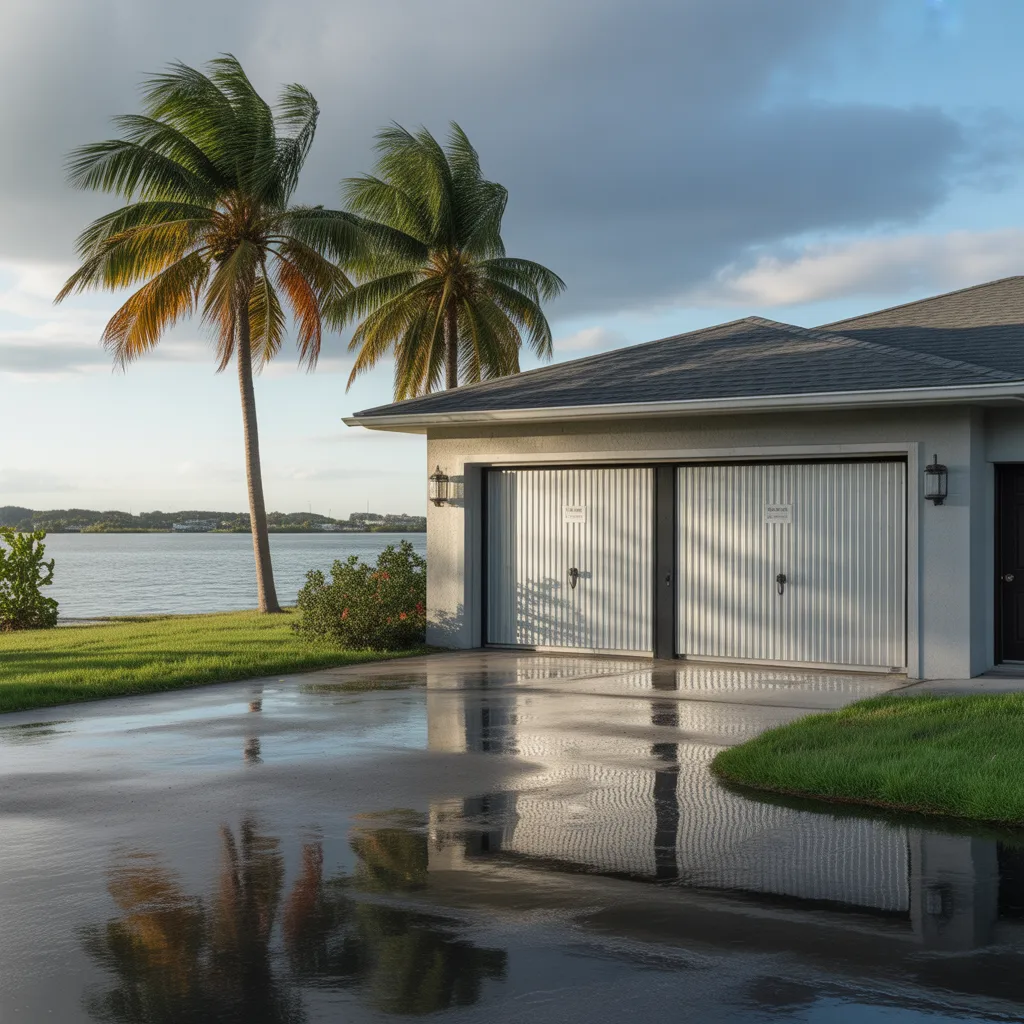 Flood barrier installation in Sarasota, FL protecting coastal home from storm flooding