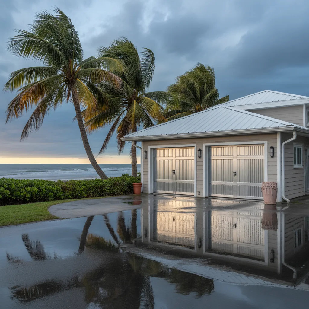 Flood barrier installation in Siesta Key, FL protecting coastal home from storm surge flooding