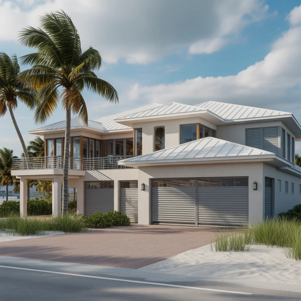 Flood barrier installation in Clearwater Beach, FL protecting coastal home from storm surge