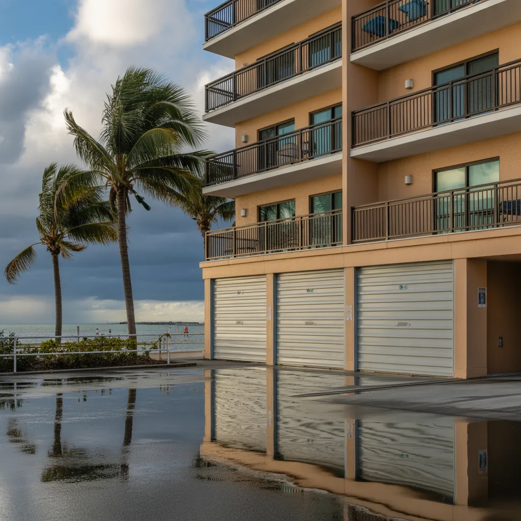 Flood protection for condos in Clearwater Beach, FL with installed flood barrier panels